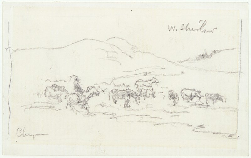 Sketch made on Indian Reservation, Montana, Walter Shirlaw, 19th century