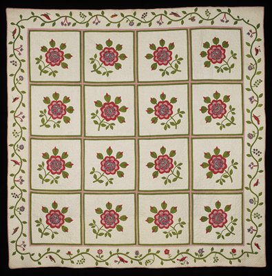 Dokumentasi “Rose of Sharon quilt”; Cotton, hand appliquéd and pieced, quilted. Minneapolis Institute of Art.