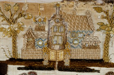 Dokumentasi “Embroidered panel”; Wrapped wire, silk and metallic threads, raised work embroidery, needlework. Minneapolis Institute of Art.