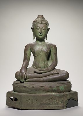 Dokumentasi “Buddha subduing Mara”; Bronze, enamel. Minneapolis Institute of Art.