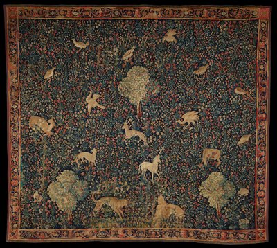 Dokumentasi “Allegorical Millefleurs Tapestry with Animals”; Wool, silk, tapestry weave. Minneapolis Institute of Art.