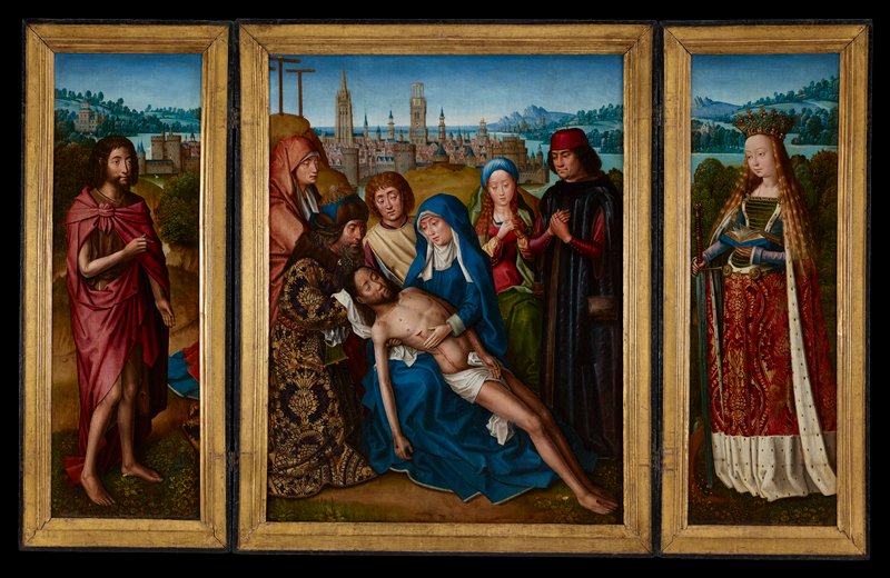 Lamentation with Saint John the Baptist and Saint Catherine of Alexandria, Master of the Legend of Saint Lucy, 1493–1501