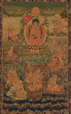 Dokumentasi “The monk Hva Shang”; Silk brocade. Minneapolis Institute of Art.