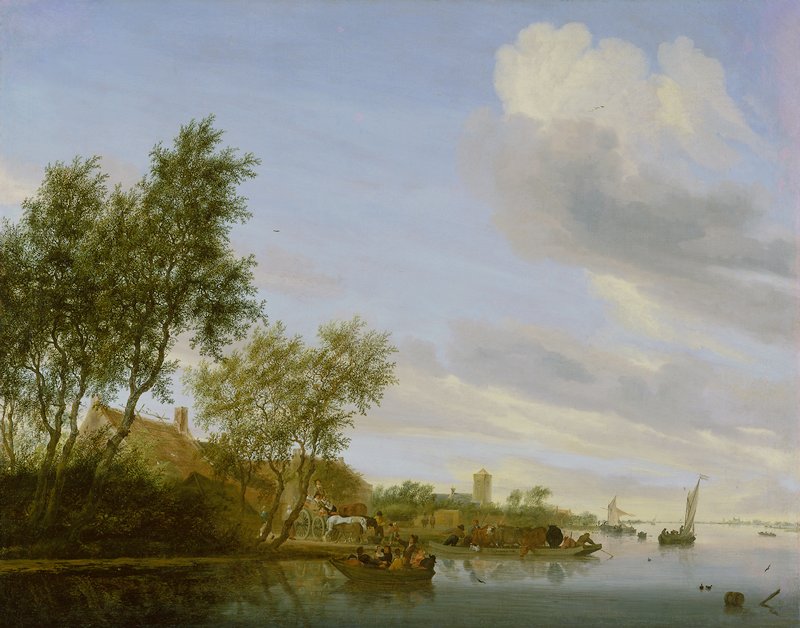 River Landscape with a Ferry, Salomon van Ruysdael | Mia