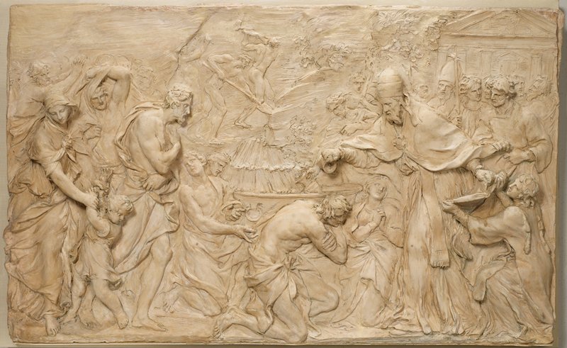 Pope Liberius Baptizing the Neophytes, Alessandro Algardi, 1647–49