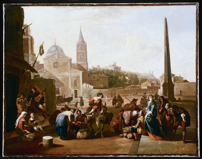 The Piazza del Popolo, Rome, Johannes Lingelbach, c. 1660
