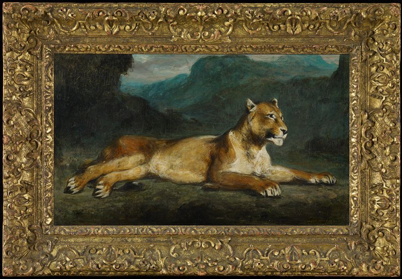 Lioness Reclining, Imitator of Eugène Delacroix, c. 1855
