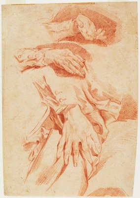 Dokumentasi “Studies of Hands”; Red chalk on white laid paper. Minneapolis Institute of Art.