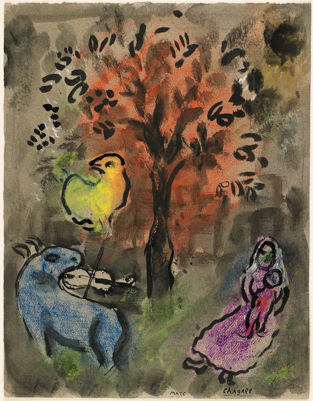Mother and Child with Animals under a Tree, Марк Захарович Шагал, середина 1930-х