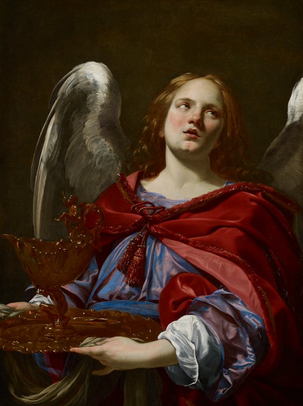 Angels with Attributes of the Passion: Angel Holding the Vessel and Towel for Washing the Hands of Pontius Pilate, Simon Vouet, 1627