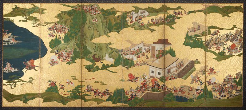 The Battle of Yashima [left of a pair of Scenes from The Tale of the Heike], Tosa School, mid 17th century