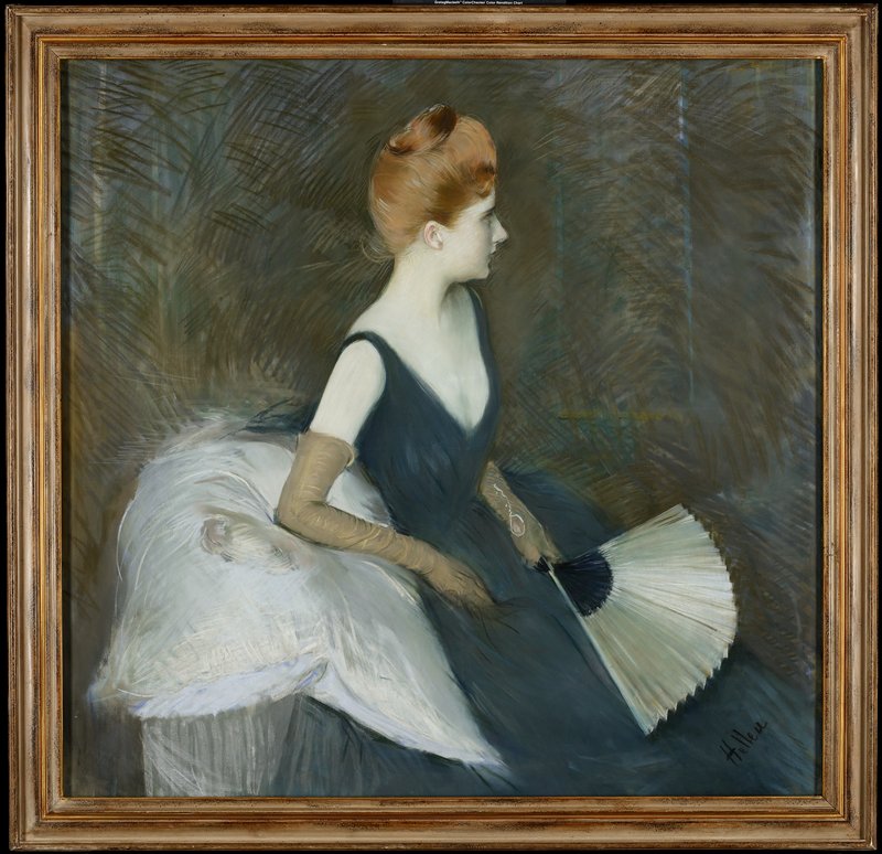 Madame Marthe Letellier Sitting on a Sofa, Holding a Fan, Paul-César Helleu, c. 1895
