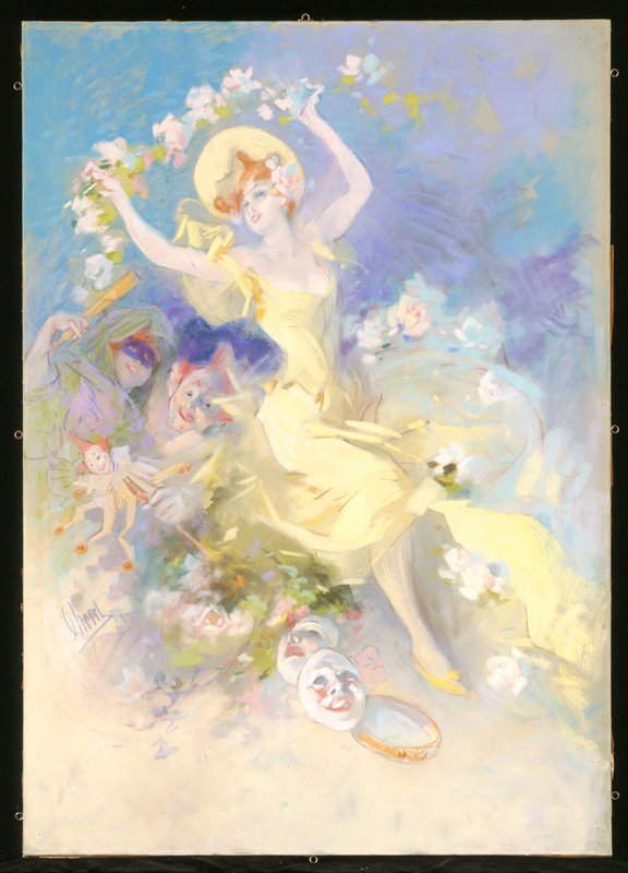 Woman in a Yellow Dress, Jules Chéret, c. 1900