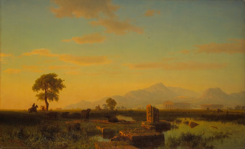 Ruins of Paestum, Albert Bierstadt, 1858