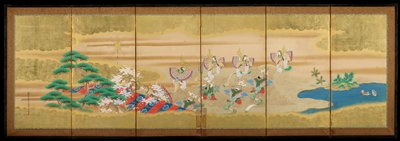 Butterflies Dancing Episode [left of the pair Episodes from the Butterflies Chapter of the Tale of Genji], Tosa Mitsusada, late 18th century