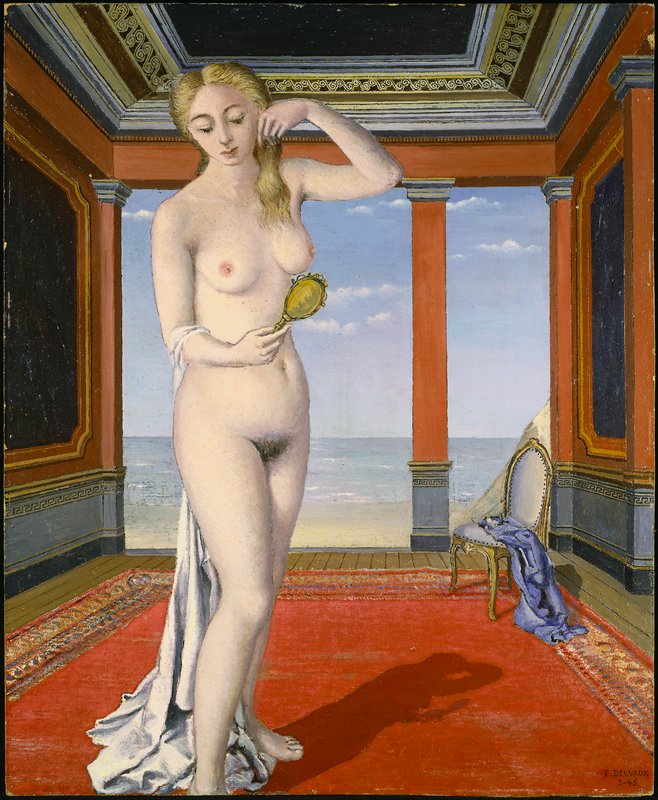 Woman with a Mirror, Paul Delvaux, 1945