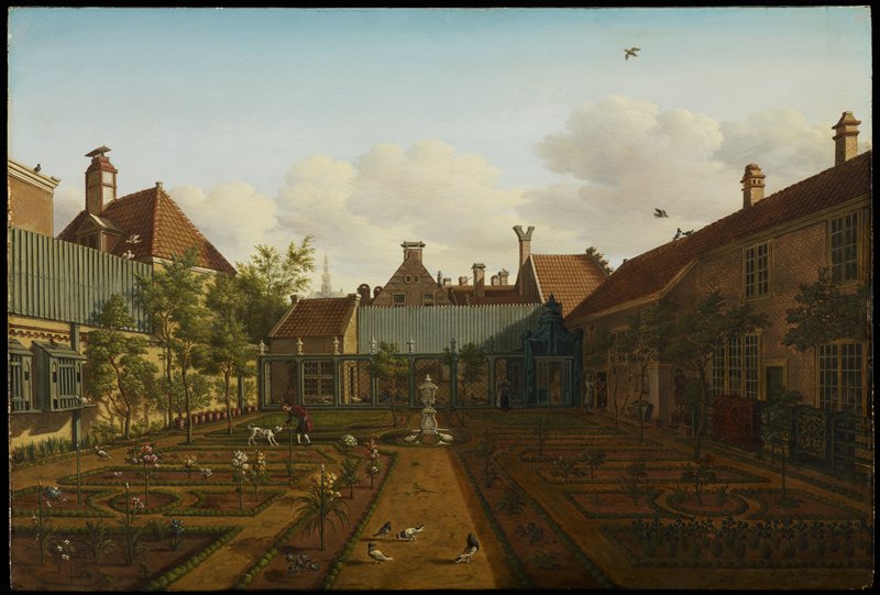 View of a Town House Garden in The Hague, Paulus Constantijn la Fargue, 1775