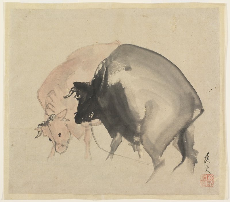 Two Bulls, Maruyama Ōju, c. 1810