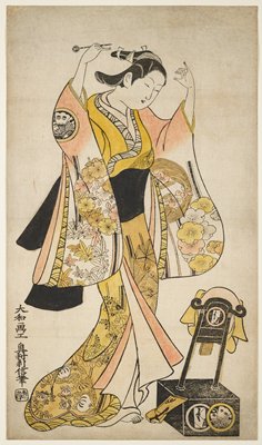 Dokumentasi “Actor Sanjō Kantarō II as Yaoya Oshichi”; Woodblock print (urushi-e), ink on paper, with hand-applied color and nikawa. Minneapolis Institute of Art.