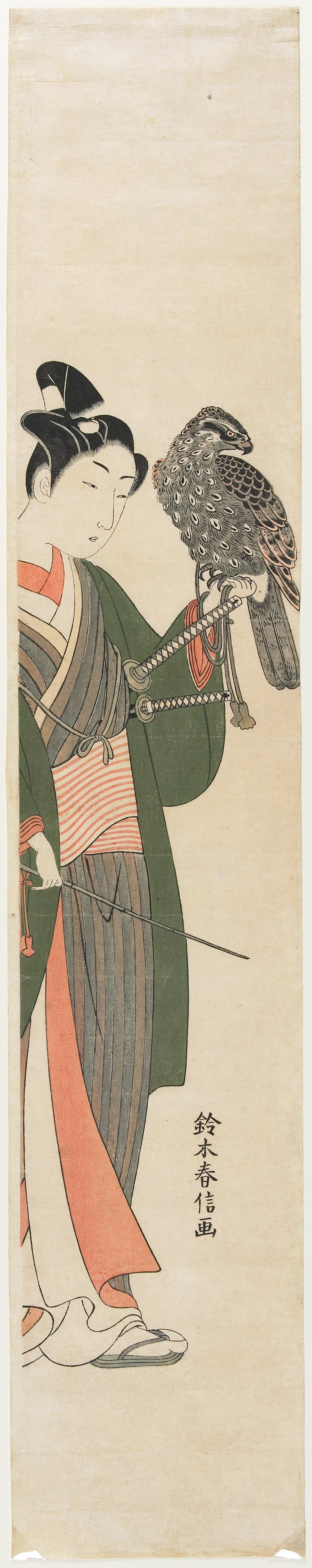 SAMURAI by レシェック ガチュコフスキ 絵画 Young Samurai with Hawk on His Wrist, Suzuki Harunobu | Mia