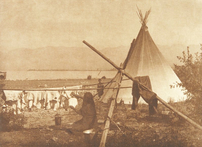 Dressing Skins - Kutenai, Edward S. Curtis, c. 1910