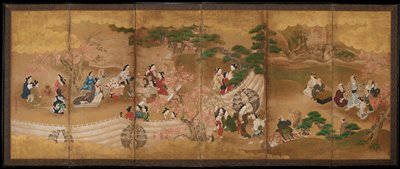 Dokumentasi “Maple Viewing Party”; Six-panel folding screen, ink and color on gold leaf on paper. Minneapolis Institute of Art.