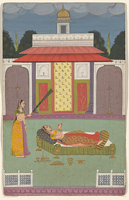 Dokumentasi “Court Lady with Attendant”; Opaque watercolors and gold on paper. Minneapolis Institute of Art.