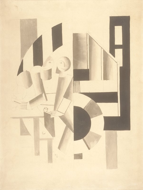 Compositional Study for Man with a Pipe, Fernand Léger, 1920