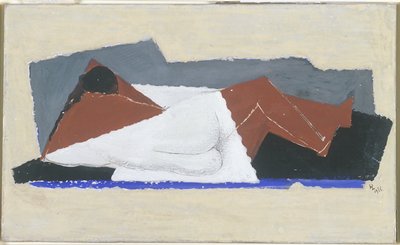 Dokumentasi “Reclining Female Nude”; Gouache on white ground (painted board) with lines etched in gouache.. Minneapolis Institute of Art.