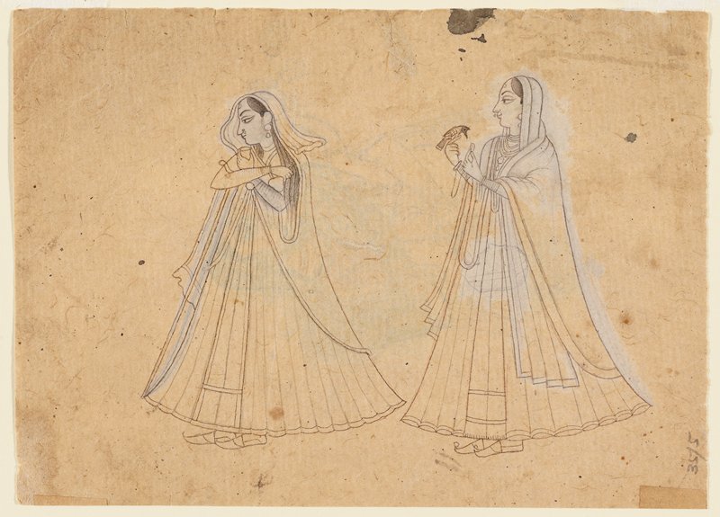 Two Court Ladies, Mother and Child (reverse), c. 1810
