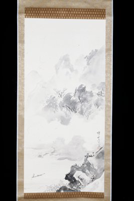 Landscape with River in Mountainous Country [left of a triptych], Kawanabe Kyōsai, 1884
