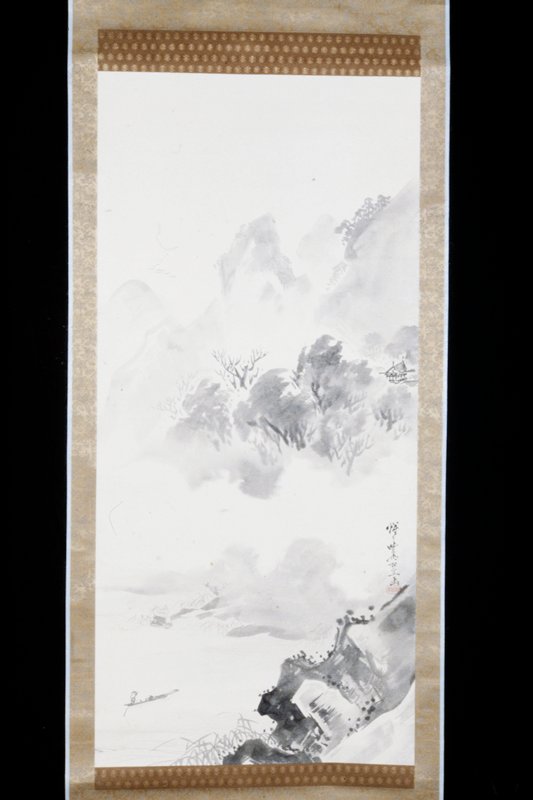 Landscape with River in Mountainous Country [left of a triptych], Kawanabe Kyōsai, 1884