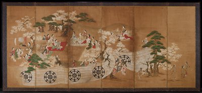 Dokumentasi “Cherry Viewing Party”; Six-panel folding screen, ink and color on paper. Minneapolis Institute of Art.