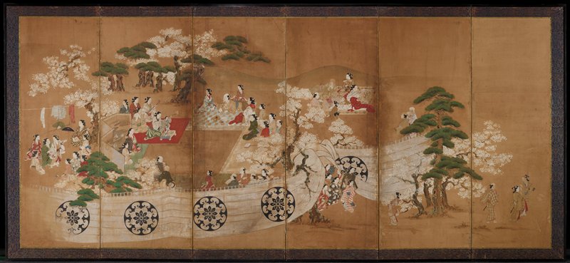 Cherry Viewing Party, Attributed to Miyagawa Chōshun, first half 18th century