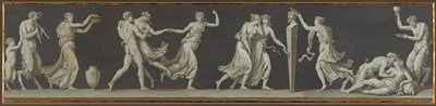 Dokumentasi “Dionysian Frieze”; Graphite, pen and brush with black ink, green and gray wash, and white gouache, on two joined sheets. Minneapolis Institute of Art.