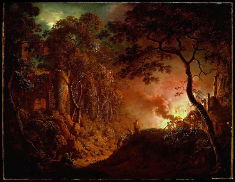 Cottage on Fire, Joseph Wright of Derby, c. 1786–87