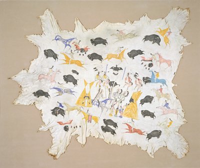 Dokumentasi “Scenes of Plains Indian Life”; Elkhide, pigments. Minneapolis Institute of Art.