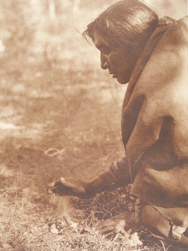 Kindling Fire - Assiniboin, Edward S. Curtis, 1926