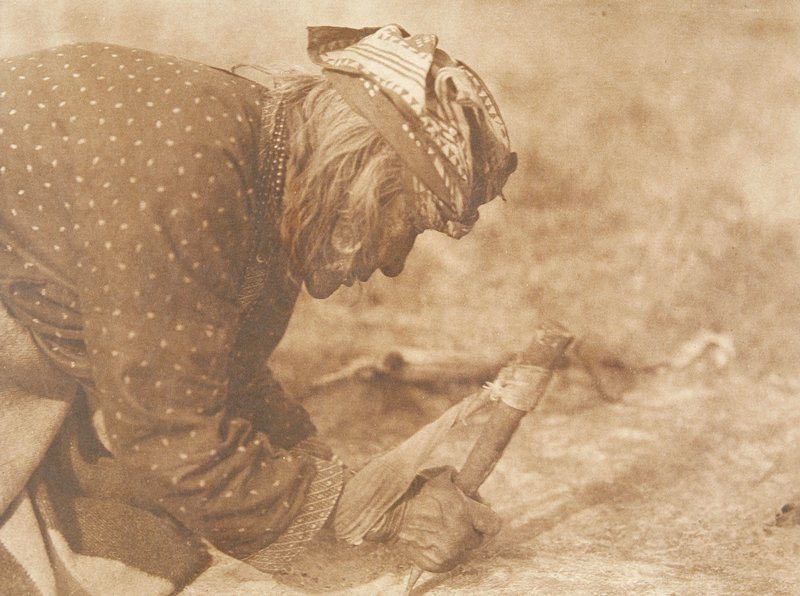 Fleshing a Hide --Blackfoot, Edward S. Curtis, 1926