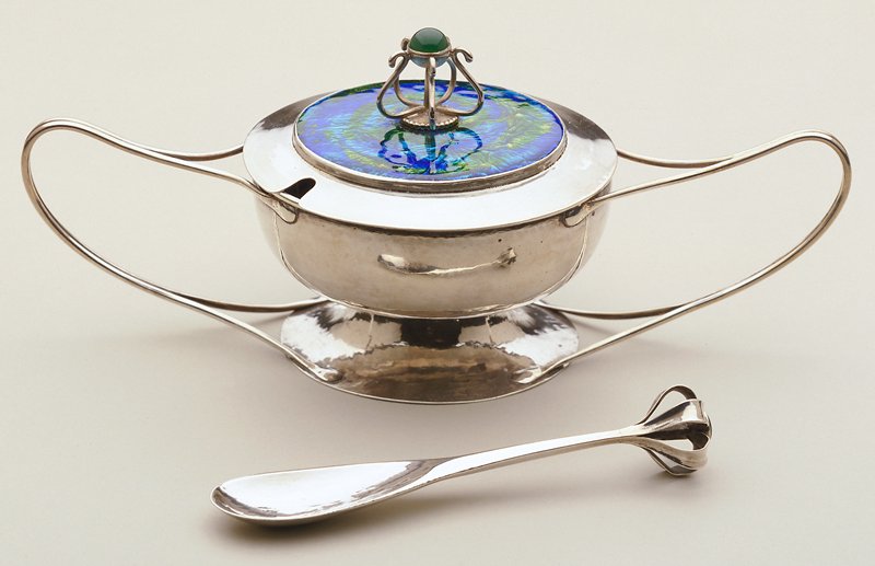 Bowl with lid and spoon by Designer: Charles Robert Ashbee