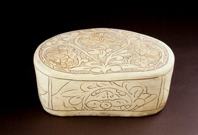 Dokumentasi “Pillow”; Tz'u-chou ware Slip-covered stoneware with incised floral decor against a fish roe ground. Minneapolis Institute of Art.