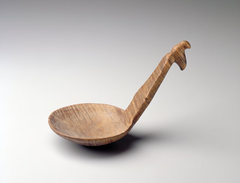 Feast spoon with bird effigy by Anishinaabe (Ojibwe) artist