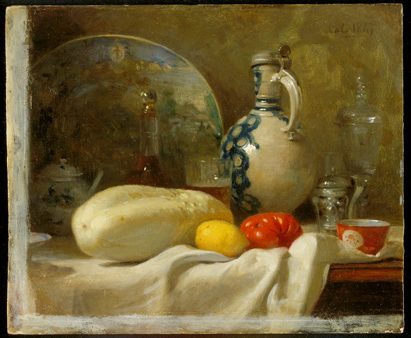 Still Life with a Cucumber and a Pitcher, Adolphe Félix Cals, 1847