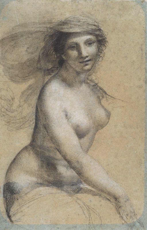 A Seated Female Nude, Attributed to Pierre-Paul Prud'hon, c. 1793