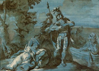 Dokumentasi “Rinaldo Abandoning Armida”; Black chalk, pen and brown ink, brown wash, heightened with white on blue prepared paper. Minneapolis Institute of Art.