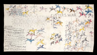 Dokumentasi “Custer's War”; Muslin, colored pencil. Minneapolis Institute of Art.