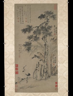 Dokumentasi “Scholar, Crane, and Banana Tree”; Ink and color on paper. Minneapolis Institute of Art.