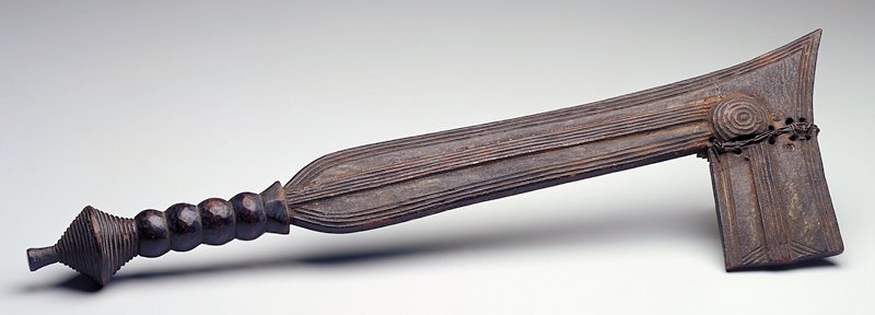 Ceremonial axe-shaped staff, early to mid 20th century