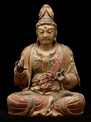 Dokumentasi “Seated Avalokiteshvara Bodhisattva (Guanyin)”; Wood, gesso, mineral pigments, and gold. Minneapolis Institute of Art.