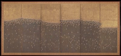 Dokumentasi “Barley Field”; Six-panel folding screen, ink, color, and silver on gilded paper. Minneapolis Institute of Art.